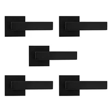  [Pack of 5 Door Lever Dummy Lever Door Handle for Closets French 5 Pack Black