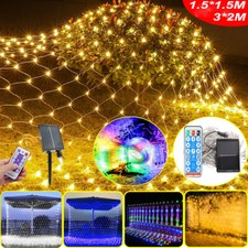Solar 200/96 LED Fairy String Net Mesh Curtain Lights Waterproof Outdoor Decor