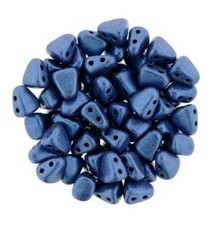 Czech Glass Beads 2-Hole NIB-BIT 6x5mm Blue Metallic Suede