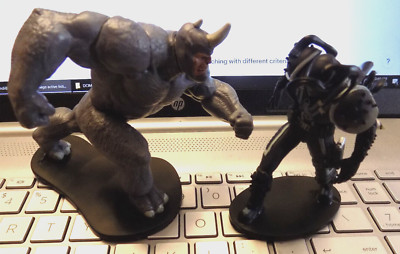 Lot 4'' RHINO Spiderman Sinister 6 Villain Agent Venon PVC Figure Marvel on bases