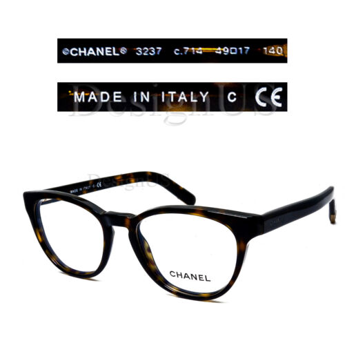 CHANEL 3237 c.714 Dark Tortoise size 49/17/140 Eyeglasses Italy - New - Picture 1 of 9