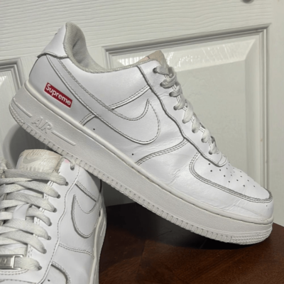 NIKE AIR FORCE 1 x SUPREME Sneakers - All White Supreme Men Sz