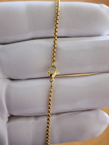 Stainless Steel Gold Plated Box Chain Necklace 2mm Hip Hop Jewelry ...