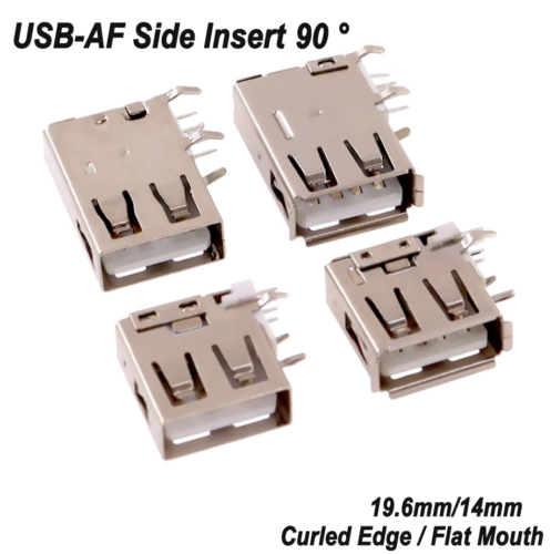 USB Female Socket Type-A 90 Degree Bent Pin Side Insertion AF Port Adapter - Picture 1 of 10