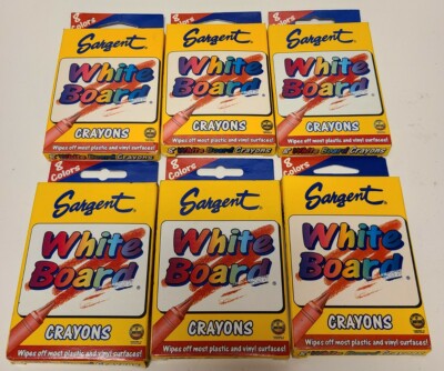 6 Packs SARGENT White Board Crayons 8 Different Colors USA MADE Vintage Lot 