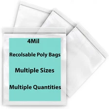4Mil Reclosable Clear Zipper Poly Bag 23 Sizes
