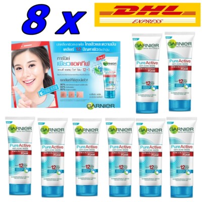 8 X GARNIER FOAM SKIN NATURALS Pure Active Anti-Acne White  Oil Clearing 100 g.