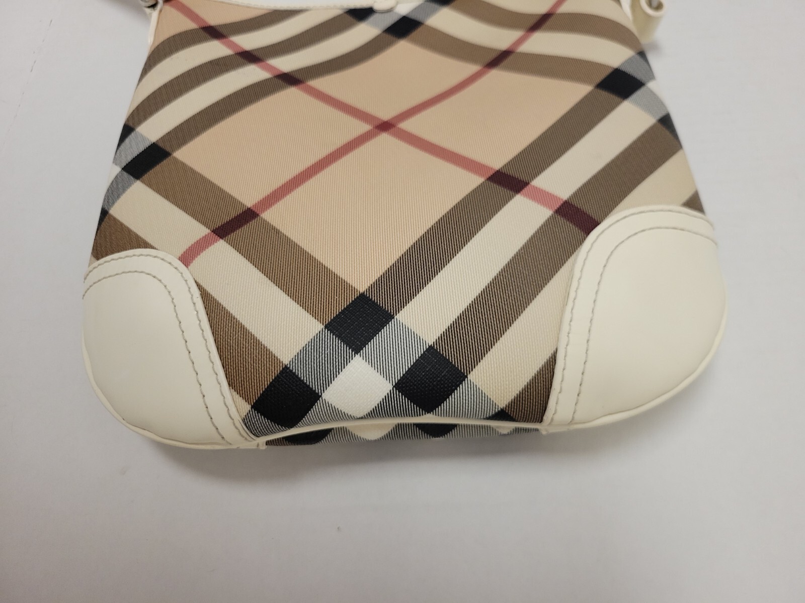 Burberry Beige/Maroon Nova Check Coated Canvas and Patent Leather Dryden Crossbody  Bag Burberry