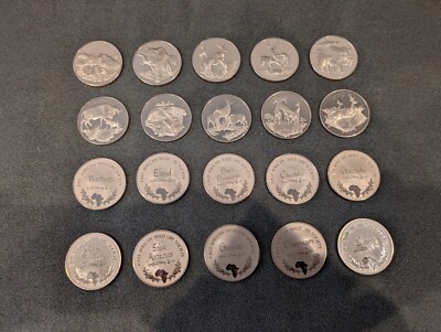 FRANKLIN MINT EAST AFRICAN WILD LIFE SOCIETY BIG GAME BRONZE COIN FULL SET (20)
