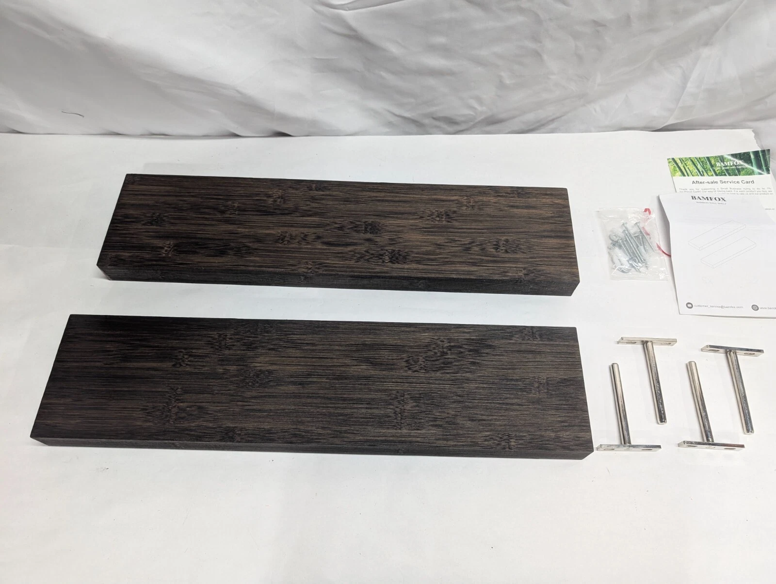 BAMFOX Floating Wall Shelf Set of 2 Natural Bamboo Wall Decor Storage Shelf