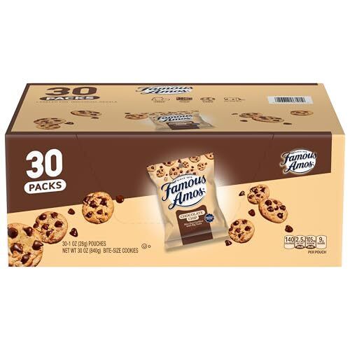Famous galletas clásicas con chispas de chocolate Amos de 1 oz. Pack de 30 - Imagen 1 de 6