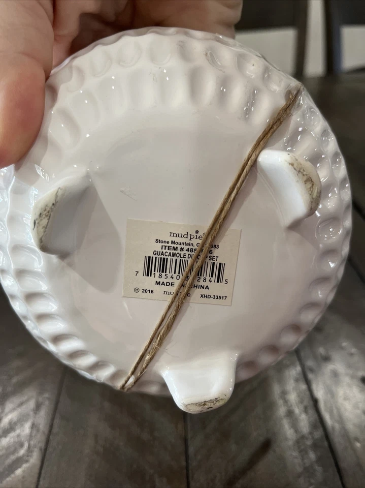 Mudpie Guacamole Dip Cup Set White Ceramic Bowl with Metal Spoon- NEW (U5) - Image 3 of 4