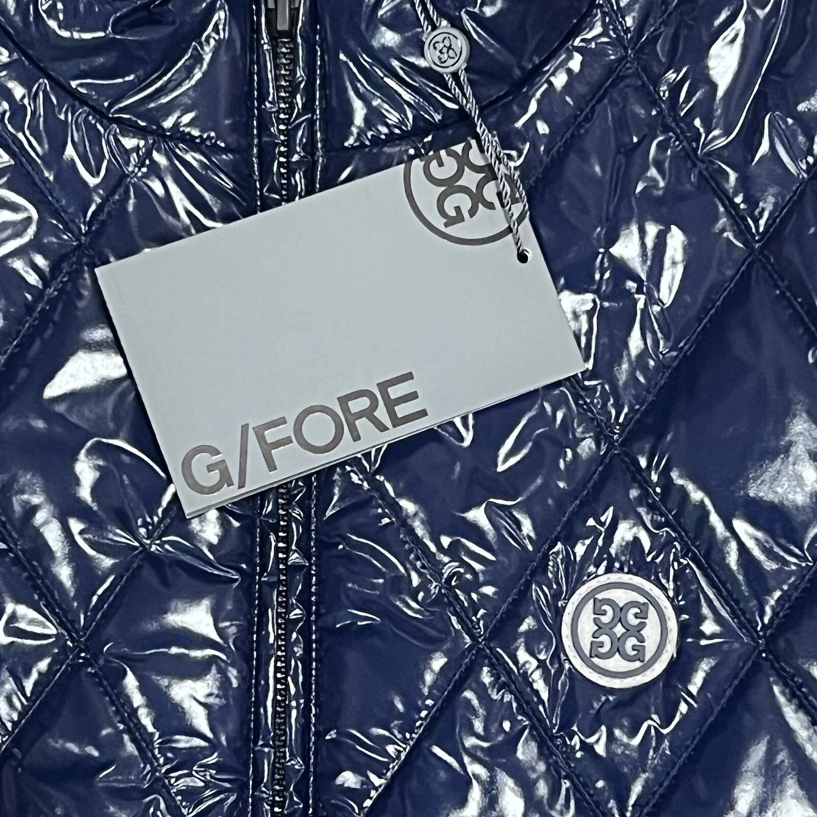 G/Fore Golf Puffer Vest Full Zip Nylon Blue Wool Lined Quilted 016 NWT $425
