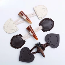 10X Retro Faux Leather Toggle Button Horn for Sewing Duffle Jacket Coat Button