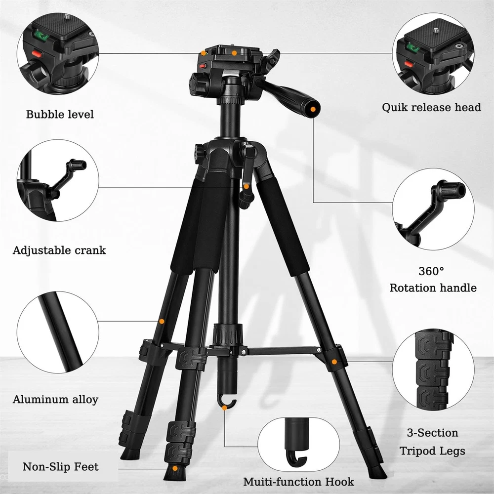Laser Level Tripod - hittaty Height Adjustable Laser Tripod with 3 Way Swivel...
