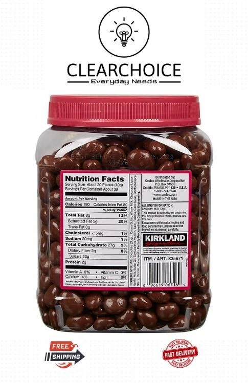 Pasas de chocolate con leche Kirkland Signaturee - Pasas kosher de EE. UU., 3,4 libras Foto 2 de 4