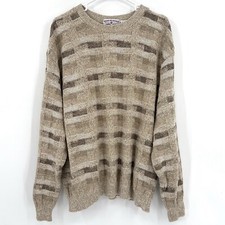 Vintage BOCA CLASSICS Tan Brown Pullover Sweater Crew Neck Mens XL Made In USA
