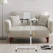 Office Laptop Desk Rolling Table Computer Mobile Stand Adjustable Portable NEW
