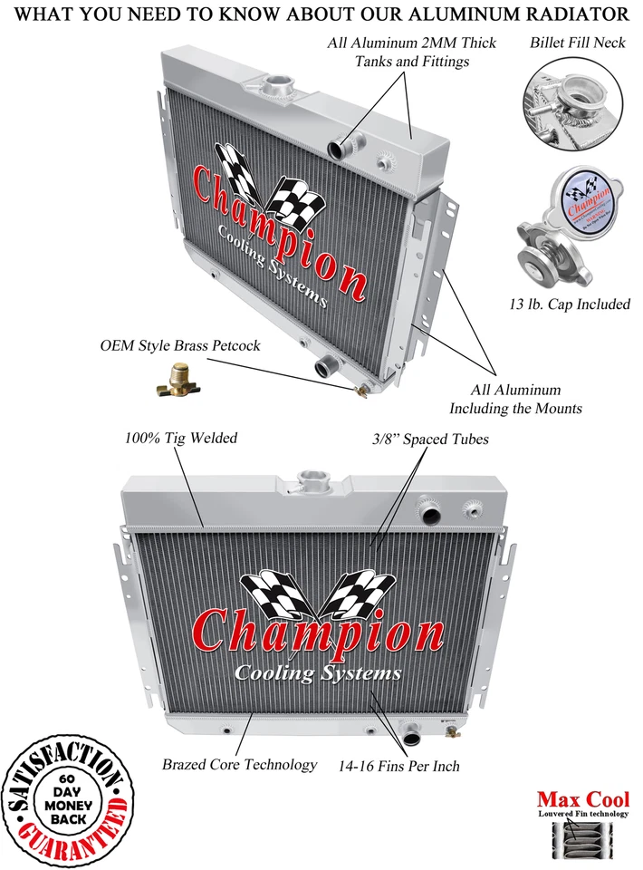Radiador 3 filas Racing Champion para Chevrolet El Camino LS 1964 65 66 1967 intercambiable Foto 3 de 4