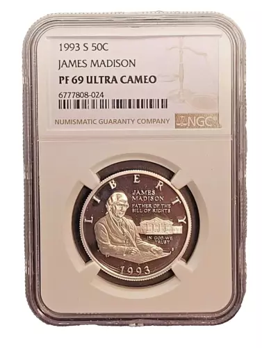 1993-S 50c James Madison Commemorative Half Dollar NGC PF69 UCAM Silver Half