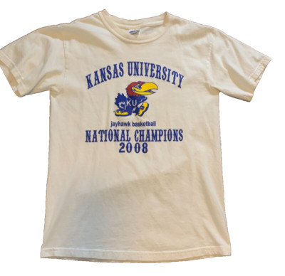 Kansas Jayhawks Basketball Shirt 2008 National Champions Size Small White KU