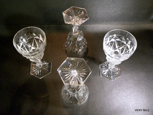 4 pcs SIGNED VAL ST LAMBERT CLEAR CRYSTAL ~ 6 3/4" WATER STEMWARE 8 FL OZ - Picture 4 of 14