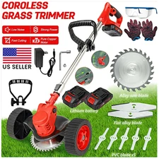 Cordless Electric Weed Lawn Eater Edger Yard Grass String Trimmer Cutter mower
