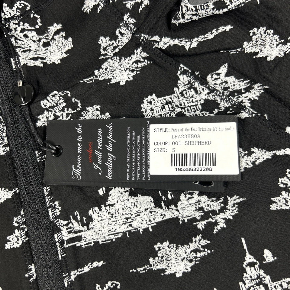 Greyson Womens Golf Hoodie Kristina 1/2 Zip Printed Small Black Nylon MSRP $180 - Image 4 of 4