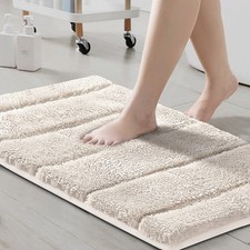 H.VERSAILTEX Thick velvet Bath Mat Super Fluffy Non-Slip Water-Absorbent Striped