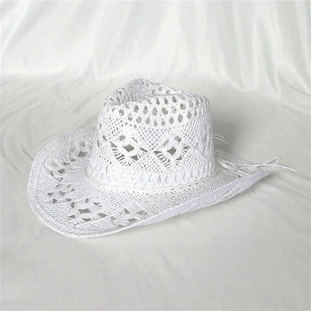 White Western Cowboy Cowgirl Straw Hat Sun Summer Beach Party Rodeo, Womens Mens