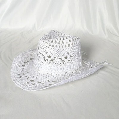 White Western Cowboy Cowgirl Straw Hat Sun Summer Beach Party Rodeo, Womens Mens