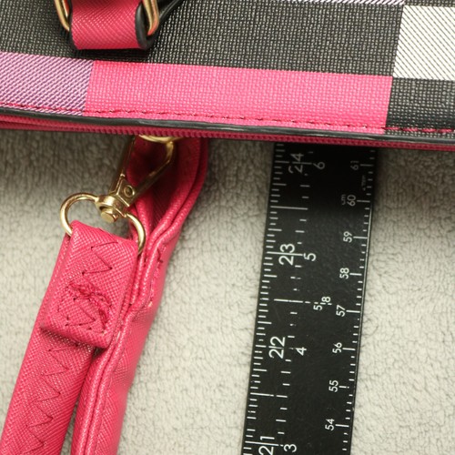 2 Piece Set Colorblock Handbag Shoulder Bag Crossbody Bag & Wallet Hot Pink - Picture 19 of 22