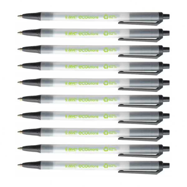 10X Bic® Druckkugelschreiber Kugelschreiber Ecolutions Clic Stic 0,4Mm Schwarz-image