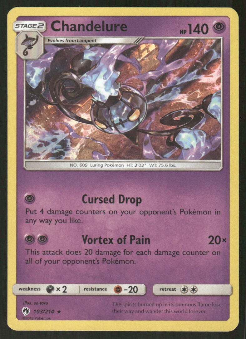 Pokemon Tcg Chandelure #103 Pokemon Lost Thunder NM