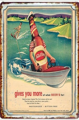 Fall City Beer Vintage Advertising  All Metal Tin Sign up to 12 x 18 Inches