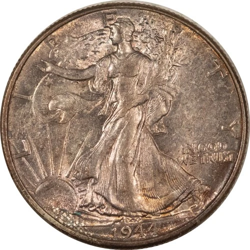 1944 WALKING LIBERTY HALF DOLLAR, ATTRACTIVE HIGH GRADE NEARLY UNC LOOKS CHOICE!
