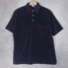 Vintage Terry Cloth Polo Shirt Mens Medium Purple Golf Pocket Top Casual 70s 80s