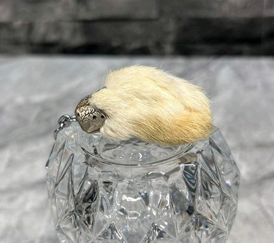 Glückshasenfuß Schlüsselanhänger Taxidermie Anhänger Schlüsselring weiß Deko Metall