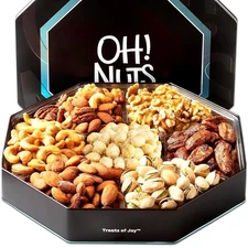 Oh! Nuts 7 Section Nuts Gift Basket Gourmet Assorted Macadamia Nut Gifts Baskets