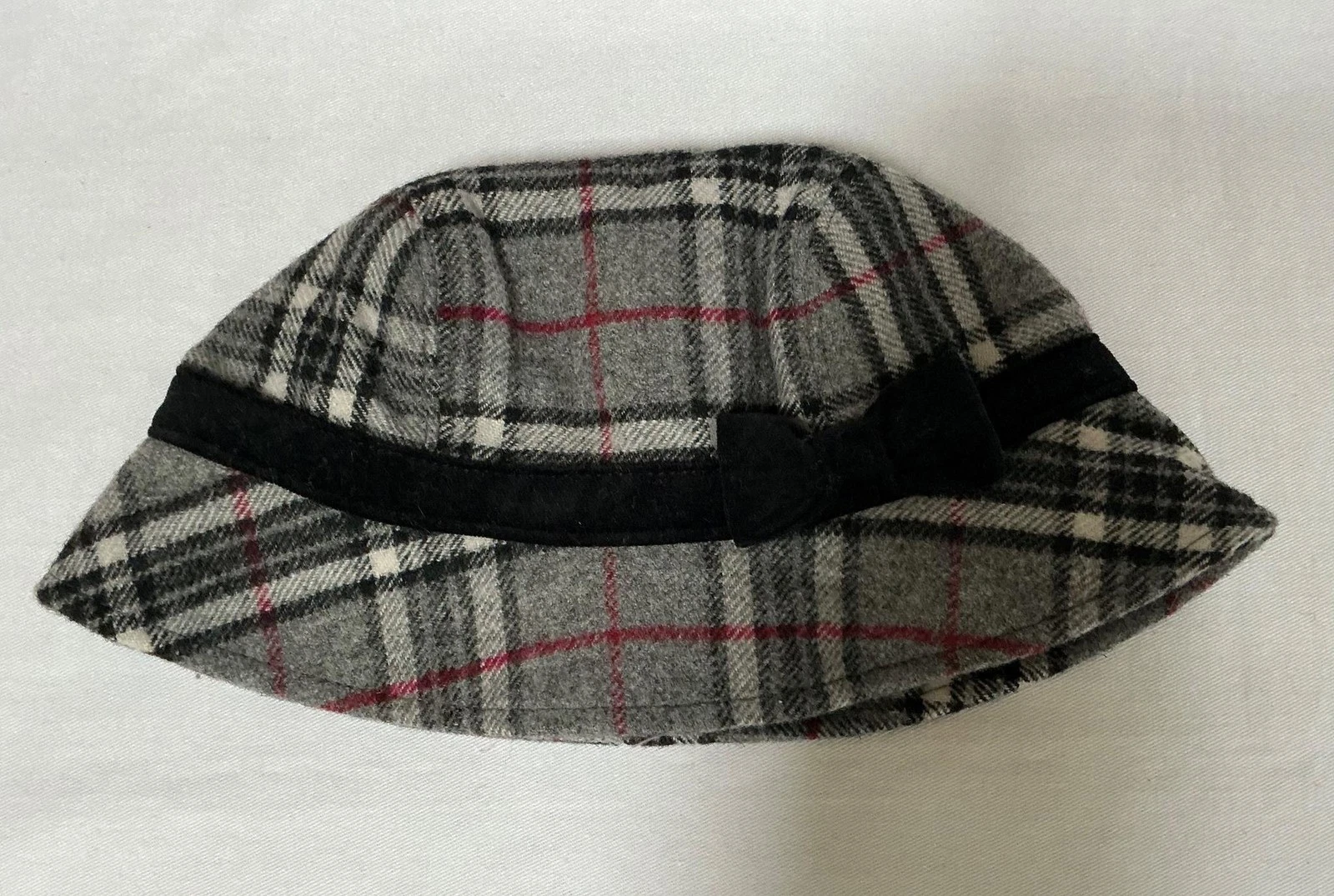 NWT Vtg Janie and Jack Beautiful London grey black plaid bucket hat cap 2T 3T