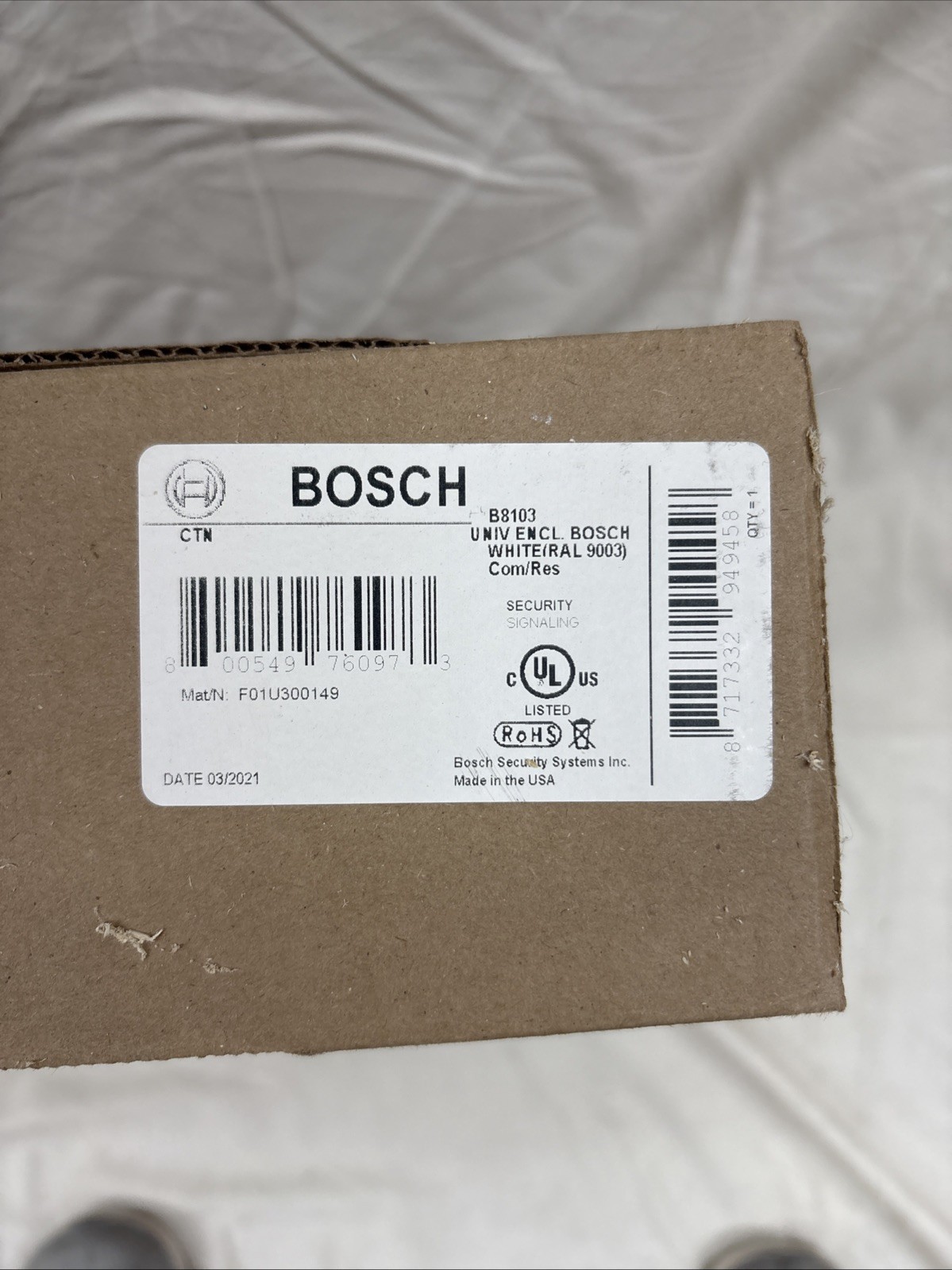 Bosch B8103 Commercial Mounting Enclosure Alarm Control Box - WHITE Brand New