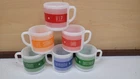 VTG RARE ! SET OF 6 Federal Milk Glass FAMILY MOM DAD GRANDMA  Coffee Mugs CUPS