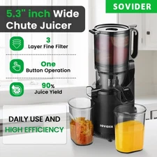 Cold Press Juice Machines 5.3" Extra Large Feeding Chute Slow Masticating Juicer
