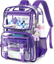 Clear Backpack for School, PVC Clear Bookbag Heavy Duty Transparent Backpack for