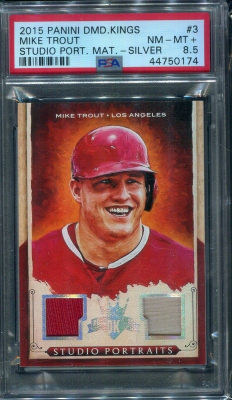 2015 PANINI DIAMOND KINGS STUDIO MAT 3 MIKE TROUT SILVER SP/99 POP 1 NO^ PSA 8.5