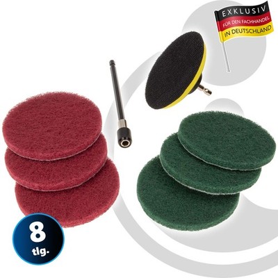 MASTERPROOF PROFESSIONAL Polierpad / Schleifpad-Satz, 8-teilig, für Bohrmaschine