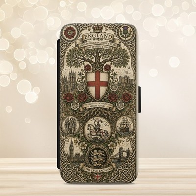 Handyhülle England Flagge iPhone Samsung Google Pixel Flip Wallet Cover Patriotisch