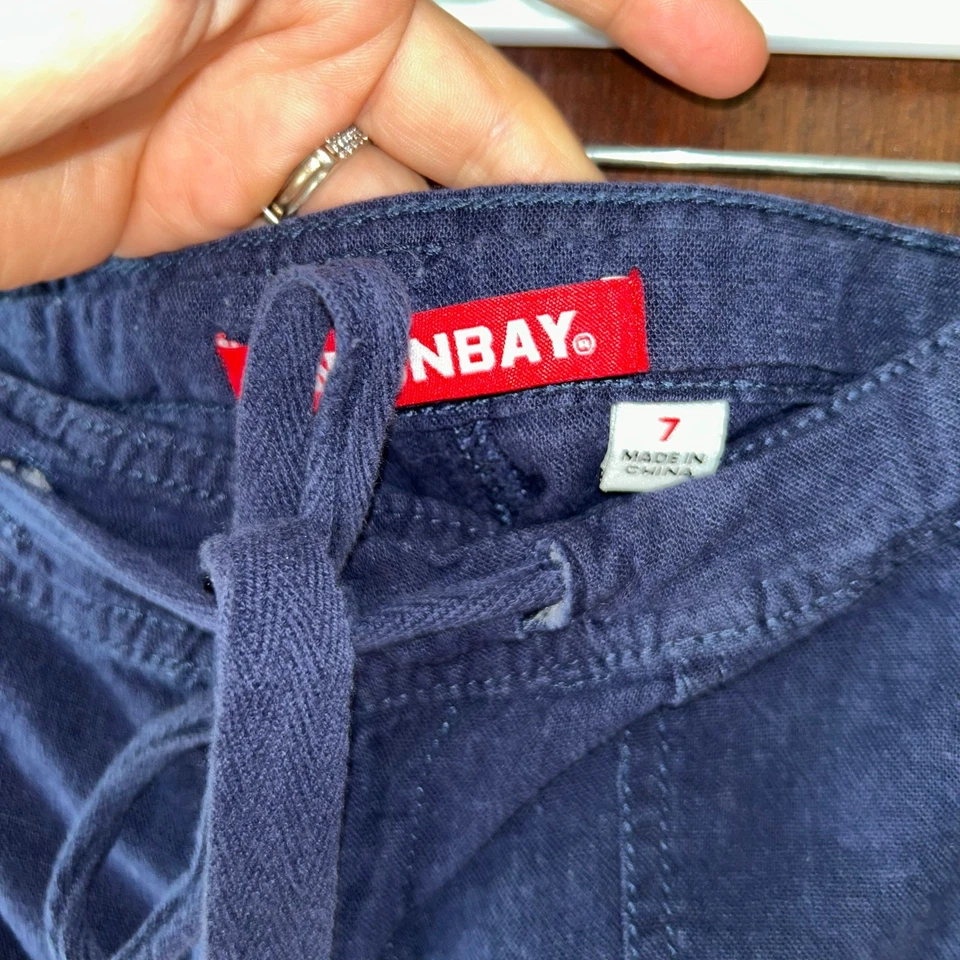 Pantalones Cortos Unionbay Para Mujer Talla 7 Azul Marino Mezcla de Lino Informales Cordón y2k Foto 2 de 4