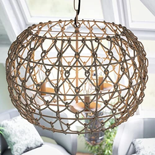 Kenroy Home 92072TN Torus Rustic Woven Pendant Light Fixture, Tan - Image 4 of 4