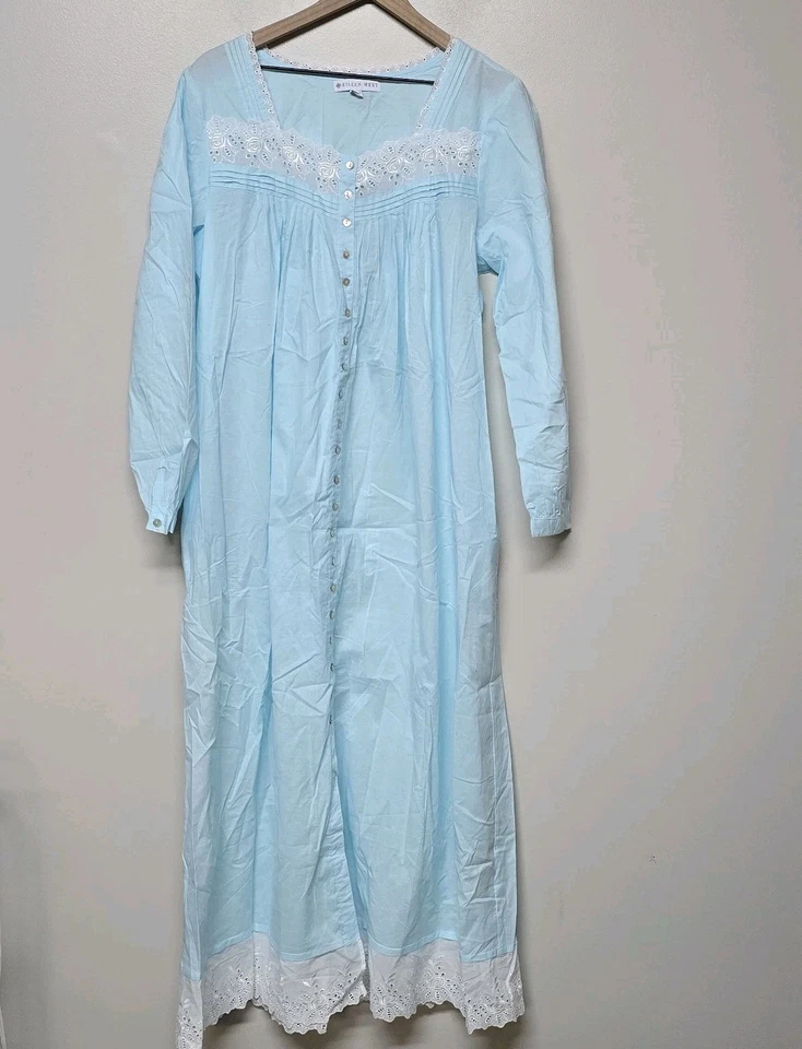 Camisón de encaje de vidrio marino turquesa oeste Eileen para mujer talla L Cottage Core  Foto 2 de 4